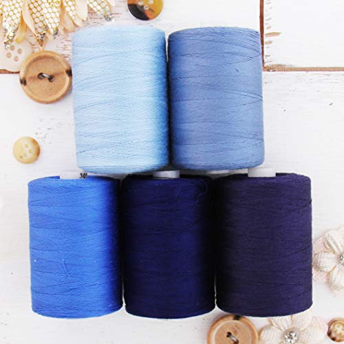 ThreadArt Cotton Quilting Thread Set, 1000M 50/3, 5 Blue Tones - color: 5 BLUE TONES