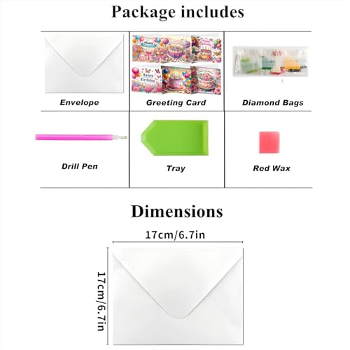 ACSAUMMY DIY Happy Birthday Diamond Art Painting Cards, 6 Pack Cake Gem Art Greeting Cards with Envelopes, 5D Diamond Dots Kits Birthday Cards Making Kits for Adults Family Friends Birthday Gifts - color: Cake-6pcs