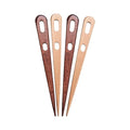 Set of 4 Weaving and Nalbinding Needles - 2 Hole Design for Secure Yarn Locking, Beech and Walnut Wood, Suitable for Knitting, Crochet, and Tapestry Crafting