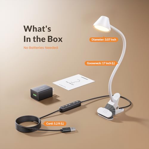 LEPOWER Clip on Light, Reading Lights for Books in Bed, 400LM, RG0 Eye-Care - color: White
