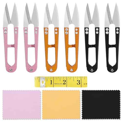 UCEC 6 Pack Thread Snips, Yarn Scissor for Crocheting & Embroidery Sewing - color: 6pack Pink+orange+black