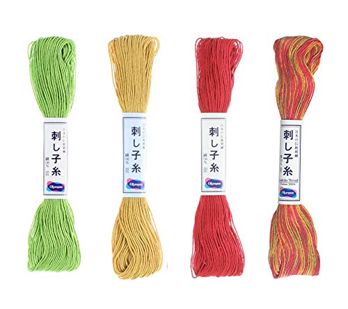 Olympus Sashiko Thread 20m Skein Color Bundles (Fall Leaves: 93-05-06-12) - color: Fall Leaves: 93-05-06-12
