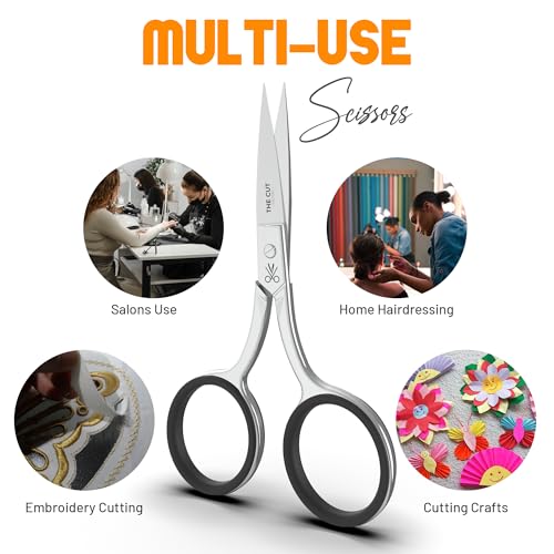 The Cut Factory® Precision Facial Hair Scissor Premium Stainless Steel Grooming Tool for Eyebrows, Mustache & Beard One Tool, All Power – No Fillers, (1x scissors only)