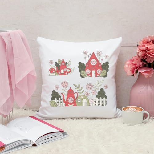 Peacoblue House, Flower Stick and Stitch Embroidery Patterns, Water Soluble - color: House with Flowers