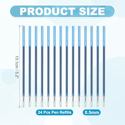 PATIKIL 24 Pcs Erasable Gel Pens Refills, 0.5mm Heat Erasable Pens Refills for Fabric Disappearing Ink Fabric Marking Pen for Sewing Quilting Writing, Dark Blue Ink - color: Dark Blue