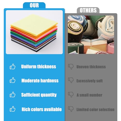 UOOU 45 Pcs Assorted Felt Sheets Felt Fabric 4"x4" Stiff Felts