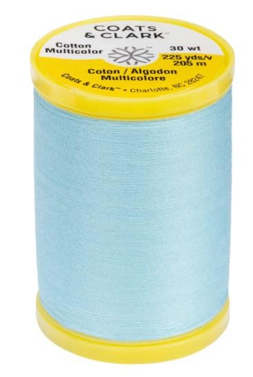 Coats & Clark Cotton All Purpose Sewing Thread 100% Mercerized Cotton 225 Yards Each Spool S970 2 Pack Bundle with 3 Bella's Crafts Needle Threaders (ICY Blue) - color: Icy Blue
