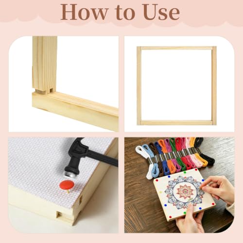 16PCS Needlepoint Stretcher Bars with Thumb Tacks/Tack Remover/Thread