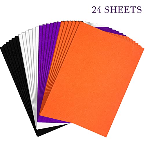 Tegeme 24 Pcs Halloween Felt Fabric Sheets Orange for Crafts Sewing DIY