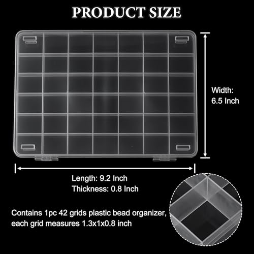 SUTOKAKA 42 Grids Clear Plastic Jewelry Organizer Box - size: 42