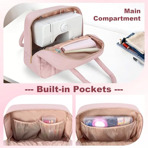 Teamoy Puffer Sewing Machine Carrying Case, Pink - color: Pink