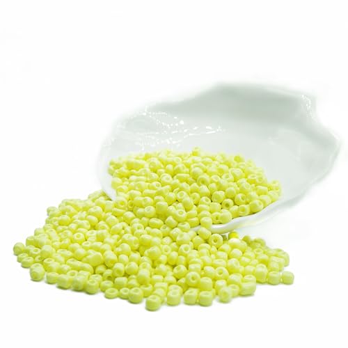 6/0 Craft Glass Seed Beads Bulk, 4mm 1000 Pcs Colorful Bracelet Beads Small for Jewelry Making, Waist, Hair, Neckalce Ring Earring DIY Art (Yellow) - color: Yellow