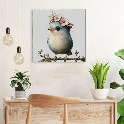 niurenmaoyi Stamped Cross Stitch Kits for Beginners,Counted Embroidery Craft Kits for Adults,Needlepoint Kits for Adults,Cute Bird Wall Art 13.8X13.8In - color: Cross Stitch Kits0227-05