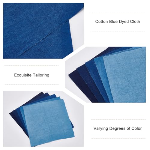FREEBLOSS 10Pcs Sashiko Fabric Sashiko Mending Kit 9.84 * 9.84''