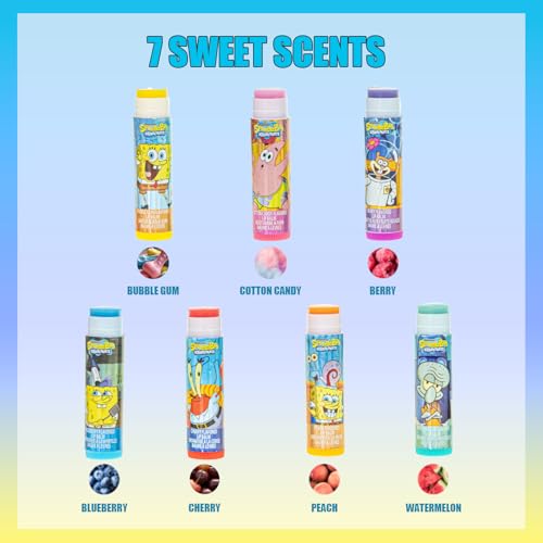 SpongeBob Keychain Lip Balm Set, 7-Piece Plant-Based, Ages 3+ - color: SpongeBob SquarePants