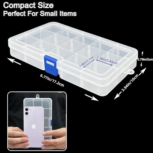 DUOFIRE Plastic Organizer Storage Box, Adjustable Divider 15 Grids, 12 Pack - color: White - 15 Grids, size: 12 pack