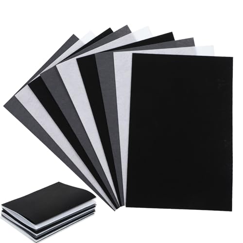 9 Pcs Stiff Felt Sheets,11.8 X 7.87 Inch Felt Sheets for Crafts Thickness 1Mm Felts Paper Fabric Felts Sewing Sheet for Patchwork Embroidering DIY Handmade Crafts, Black+Gray+White
