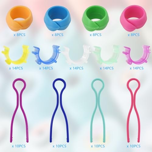 SHRJ 142pcs Bobbin Thread Buddies Set, Sewing Thread Organizing Clips, Bobbin Holders Clips, Spools Savers Huggers for Embroidery Quilting Sewing Accessory Spool Organizing