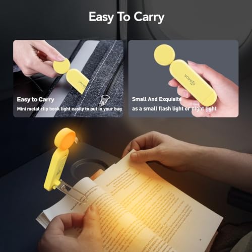 VAVOFO USB Rechargeable Book Light, Bookmark Clip on LED Reading Light - color: Yellow