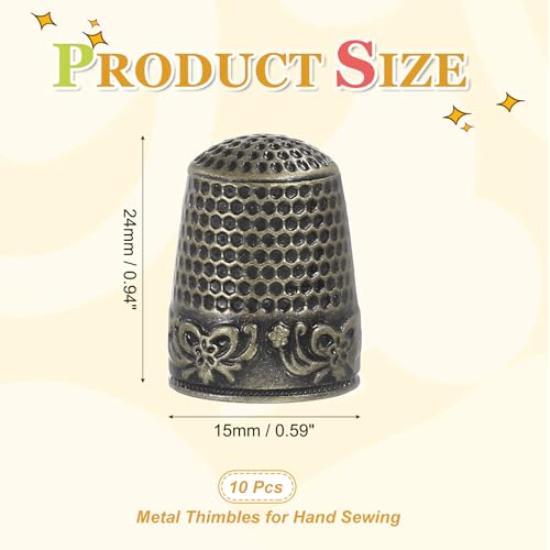 PATIKIL Sewing Thimble 10Pcs Metal Thimbles Hand Sewing Finger Copper Green - color: Copper Green