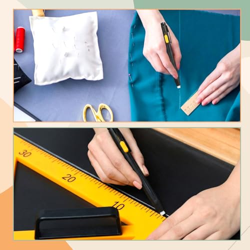 4 Pcs Heat Erasable Fabric Markers with 60 Refills for Sewing, Washable, Quilting, Embroidery Refillable Chalk DIY Dressmaking Markers Bulk for Fabric, Cotton, Knitted Fabrics DIY Sewing Tool