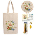 CREAWONDER Canvas Tote Bag Embroidery Kit with Pattern for Beginners, Arts and DIY Embroidery Crafts Kits for Adults, Include Instructions, Embroidery Hoops, Color Threads and Tool - color: CR002 xiaoqingxin06 white