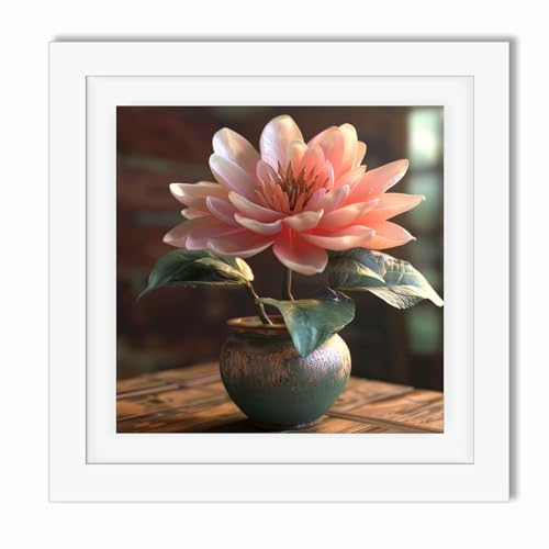 Betionol Diamond Painting Frames, Display 12x12in/30x30cm Diamond Painting Pictures or Photos, White Natural Solid Wood Picture Frame with Acrylic Protection Glass, Back Mat And Hanging Kit - style: White - Single