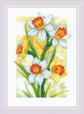 RIOLIS - Spring Glow. Daffodils 2189, Cross Stitch Kits 8¼"x11¾, Cross Stitch Kits for Adults, Counted Cross Stitch Kits, Embroidery Kit for Beginners & Advanced, Floral Crossstitching Kits - style: Spring Glow. Daffodils 2189