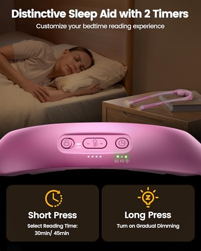 Glocusent Neck Light with Timer, 100 Hours Book Light for Bedtime Reading - color: Pink