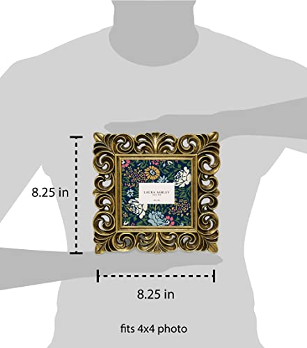 Laura Ashley 4x4 Gold Vintage Inspired Resin Scroll Design Picture Frame - color: Gold, size: 4x4