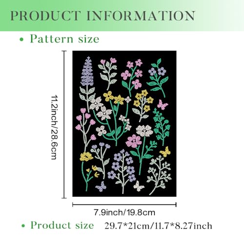 1 Pcs Wildflower Iron on Rhinestones Transfer, Flower Leaf Hot Fix Iron on Patch Transfer Decals Crystal Heat Transfer Clothing Repair Decor for T-Shirt Hat Jacket Party - style: Wildflower