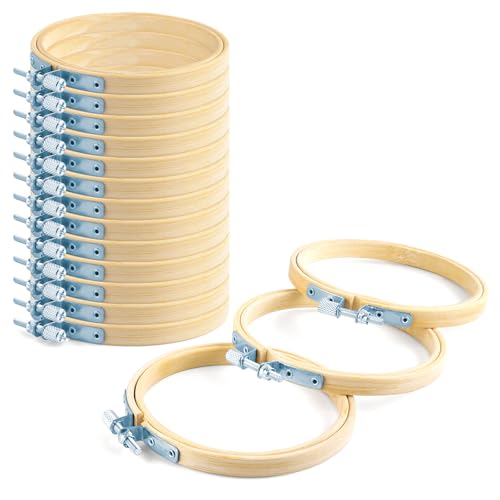 TINDTOP 16 Pieces 3 inch Embroidery Hoops, Bamboo Frame Circle Cross Stitch Hoop Ring Embroidery Hoops Set for Embroidery and Cross Stitch - color: 16 Pcs, 3 Inch