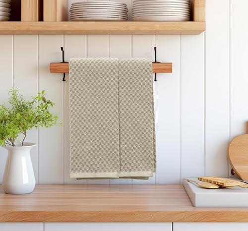 COTTON CRAFT Amazing Kitchen Towels - 8 Pack 100% Cotton Waffle Terry Towel - color: Beige, size: 8 Pack