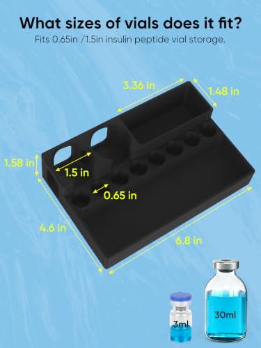 Peptide Case for Fridge 3ml & 30ml, Vial Holder for Fridge, Black - color: Black