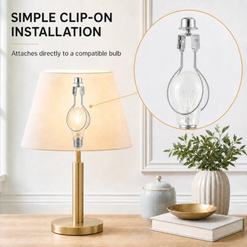 Creative Hobbies® Lamp Shade Light Bulb Clip Adapter Clip on with Shade Attaching Finial Top, Silver Color | 2 Pack - color: Silver