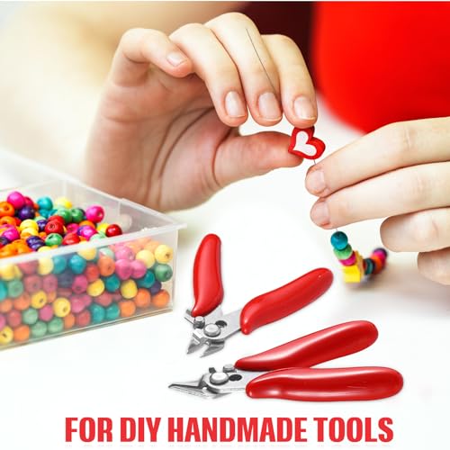 3 Packs 3. 5 Inch Wire Cutters Mini Soft Wire Snips Nippers Micro Cutter with Lock Flush Diagonal Cutting Pliers Small Flush Cut Pliers Jewelers Tools for Electronic(Red) - color: Red