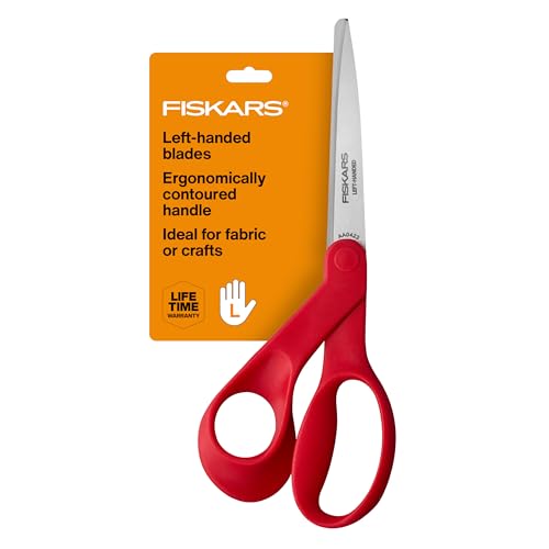 Fiskars 8" Left-Handed All-Purpose Scissors for Fabric & Crafts, Red - style: Left-Handed
