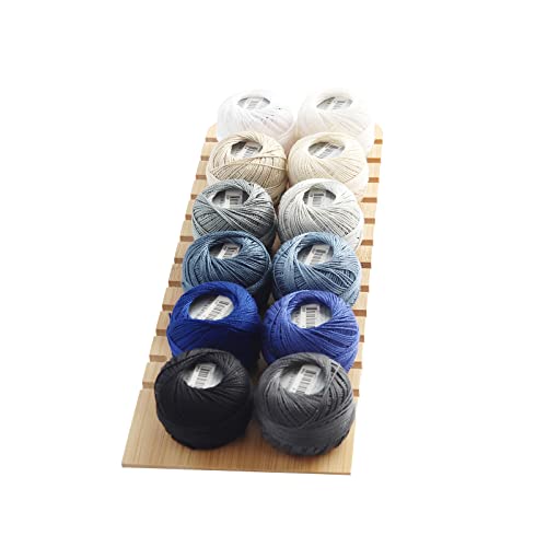 Rhapsody Pearl Cotton Thread Size 8 Crochet Thread Perle 12 Balls Set Hand Knitting, Embroidery, Sashiko, Cross-Stitch, Sewing, Needlepoint, DIY, Quilting (Black, Col. 45) - color: Black, Col. 45
