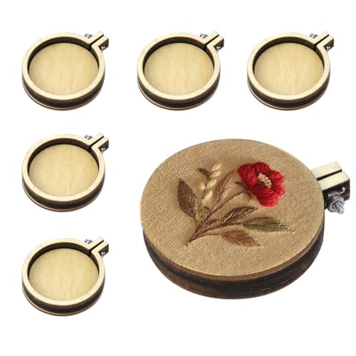 Dnyta 10pcs Mini Embroidered Hoop Round Tiny Cross Stitch Hoops, 1.6"