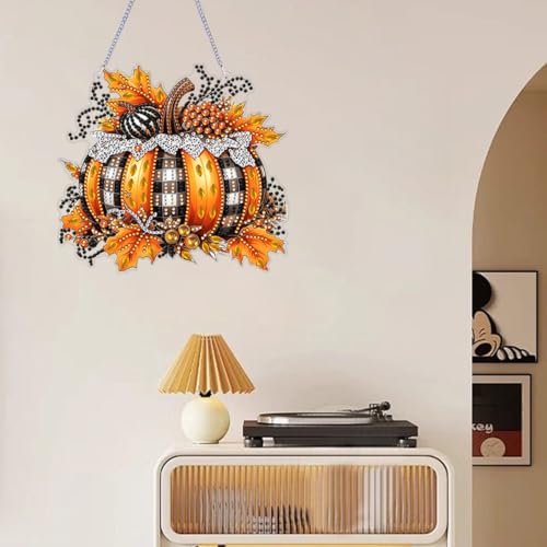 ARPADAMO Pumpkin Diamond Art Kits for Adults, Acrylic Hanging Suncatcher - color: DP05089