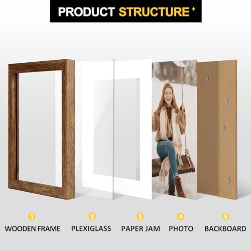 TOFOREVO 11x11 Picture Frames with 8x8 Mat Set of 2, Rustic Brown - color: Rustic Wood, size: 11x11