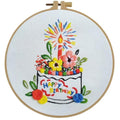 Esffaci Embroidery Starter Kit for Adult Beginner with Birthday Cake Flowers Pattern Hand Embroidery Set with Cloth Hoop Needle Threader Floss and Instruction - color: Birthday Cake