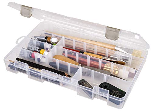 ArtBin Large Solutions Box Clear Art & Craft Organizer with Dividers - Plastic Storage Case for Convenient and Versatile Storage - Ideal for Various Craft Supplies - size: 14.125" x 9", style: 4 Compartments, 20 Dividers