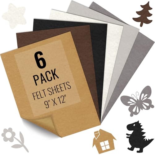 IONTACH 9" X 12" Soft Felt Sheets 1.6mm Thick (6 Packs, Brown Series) - color: Brown Series