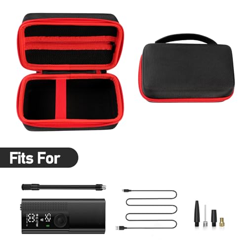 Case for Airmoto for MODARI Tire Inflator Portable Air Compressor Case,120 PSI Air Pump,Car Tire Pressure Gauge (150 PSI) Storage Bag, Air House, Connector and Accessories (Box Only)-(Black+Red) - color: Black+red Zipper