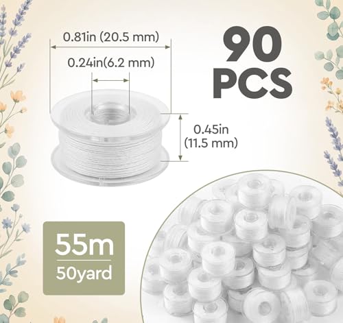 ilauke 90 pcs White Prewound Bobbin Thread, Sewing Thread Bobbins - color: White