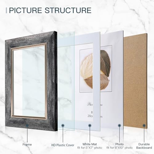 XUANLUO 8x10 Picture Frames Set of 4,Rustic Retro Photo Frame(Grey) - color: Grey-4pcs, size: 8 x 10 inch