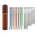 17pcs Large Eye Sewing Needles Kit, Stainless Steel Large-Eye Blunt Needles & Bent Tapestry Needles, Sharp Tapestry Needles Hand Knitting Needles with Wooden Needle Case for Crochet Projects