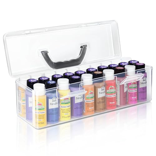 Vowcarol Acrylic Paint Storage Box, 30 Bottles Capacity Acrylic Paint Organizer for 2 fl. oz Bottles, Craft Organizer