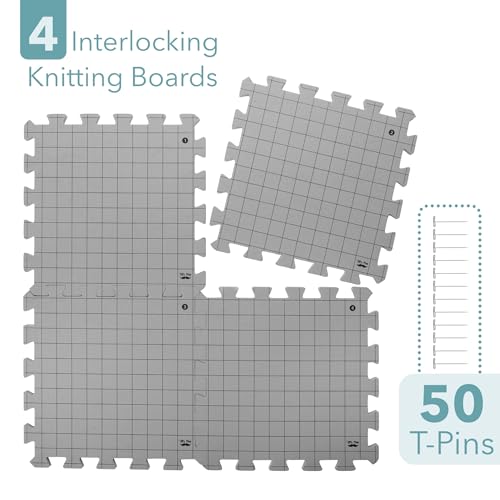 Mr. Pen- Interlocking Blocking Mats, 12” x 12”, 4 Pack with 50 T-Pins